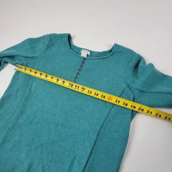 Sundance Henley Sweater Homestead Teal Blue Roll Neck Silk Blend - Picture 4 of 6